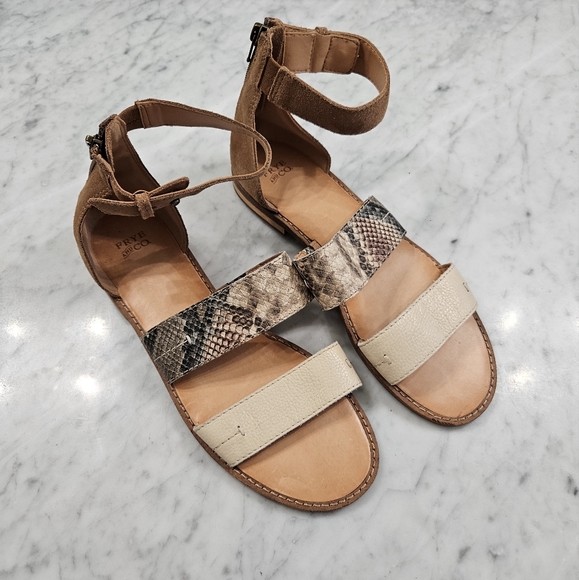 Frye and Co. Women's Evie 2 Band Sandal Flat - Snake Mulit Neutral - SZ 7.5 - Picture 10 of 15